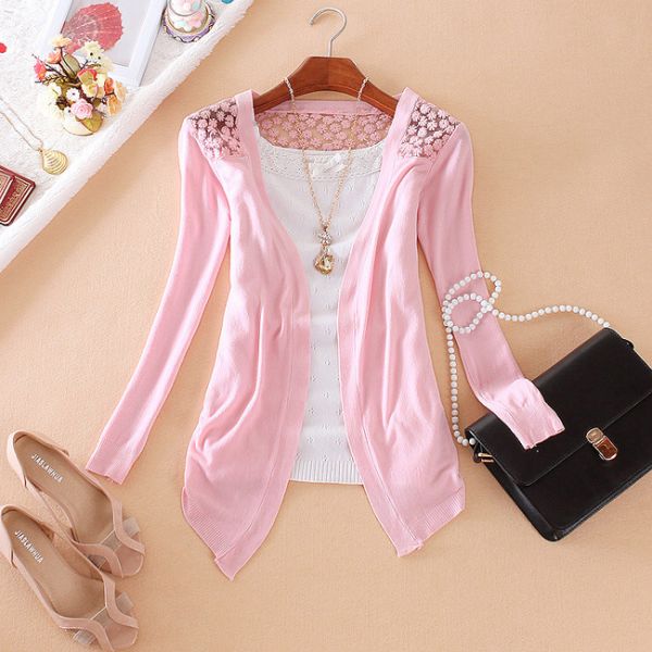 Cardigan de Renda - Cor Rosa