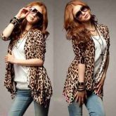 Cardigan Casual De Algodão - Leopardo